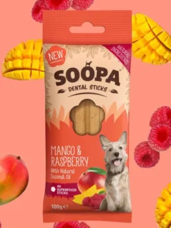 Bâtonnets à mâcher pour chien - Mangue 🥭 et Framboise - Soopa