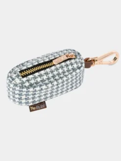 Distributeur sacs à crottes pour chien en tissu - Tweed Bleu et Blanc