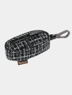 Distributeur sacs à crottes pour chien en tissu - Tweed Noir et Gris