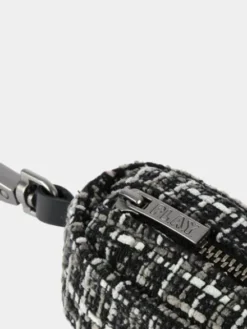 Distributeur sacs à crottes pour chien en tissu - Tweed Noir et Gris
