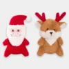 Duo de peluches pour chien - Cheeky Chumz - Père Noël 🎅 et Rennes