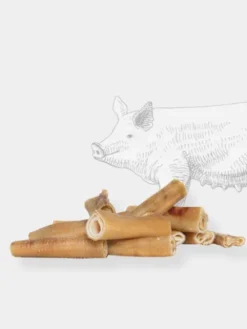 Friandise de mastication pour chien - Peau de porc roulée avec couenne 🐖