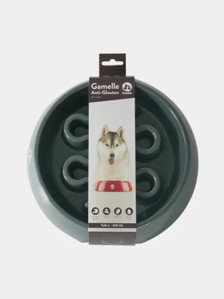 Gamelle anti-glouton grand chien - Gris