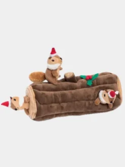Jouet d'occupation pour chien original - Bûche Ecureuils Noel - ZippyPaws