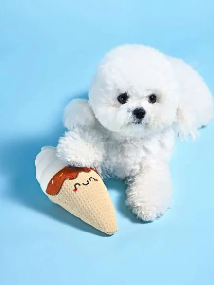Jouet en peluche pour chien avec corde - Food Party Ice Cream Cone 🍦 - HugSmart