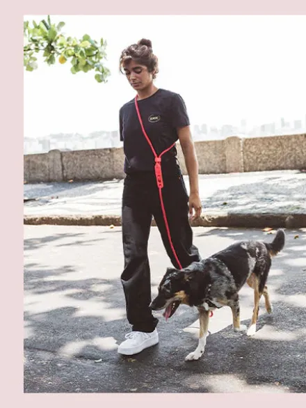 Laisse pour chien réglable et mains libres - Neon Coral - Zee.Dog