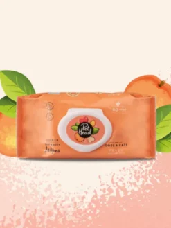 100 Lingettes lavantes pour chien - Biodégradables - Parfum Pêche