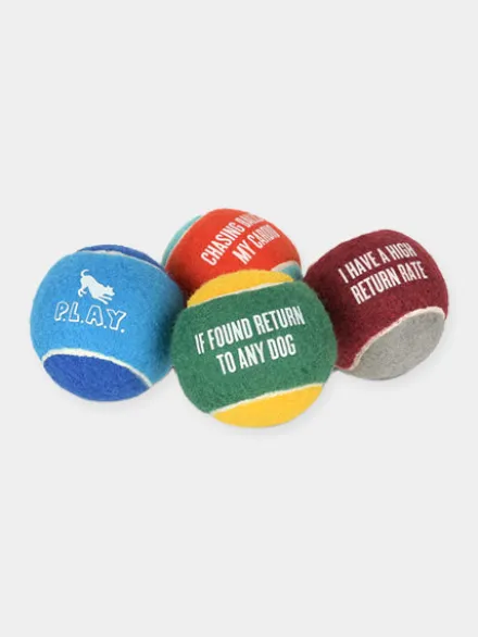 Lot de 4 balles de tennis pour chien - Pet PLAY