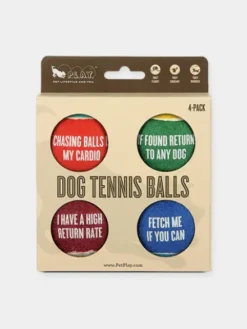 Lot de 4 balles de tennis pour chien - Pet PLAY