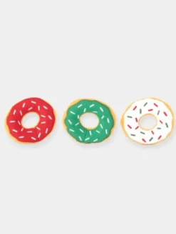 Lot de 3 Mini Peluches de Noël pour chien - Donuts - Zippy Paws