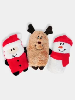 Lot de 3 Mini Peluches de Noël pour chien - Squeakie Buddies - Zippy Paws