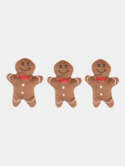 Lot de 3 Mini Peluches pour chien - Pain épices Noël - Zippy Paws