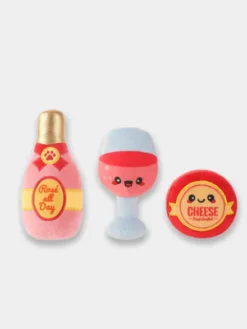 Lot de 3 peluches pour chien - C'est l'Apéro 🍾🧀🍷- HugSmart