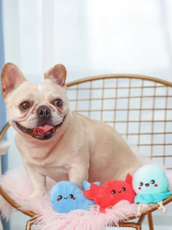 Lot de 3 peluches pour chien - Créatures marines 🐋🐙🐠 - HugSmart
