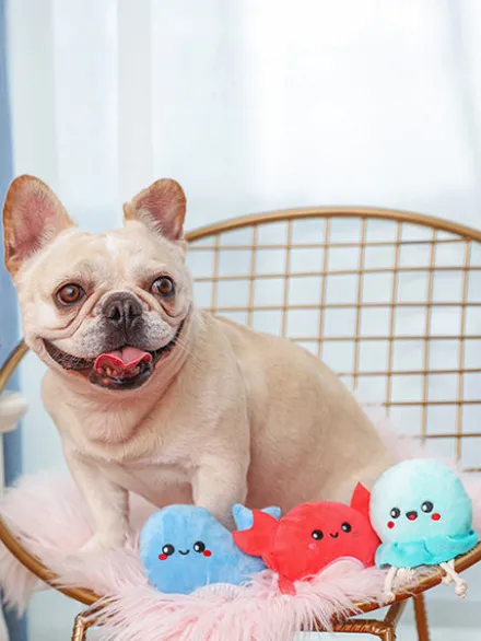 Lot de 3 peluches pour chien - Créatures marines 🐋🐙🐠 - HugSmart