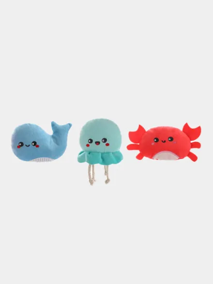 Lot de 3 peluches pour chien - Créatures marines 🐋🐙🐠 - HugSmart
