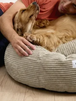 Panier rond pour chien Nuba - Velours côtelé beige - Cafide