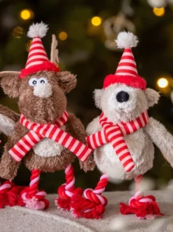 Peluche de Noël pour chien - Ours en écharpe - House of Paws