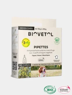 Pipettes insectifuges Bio - Chien moyen - 3+1 offerte