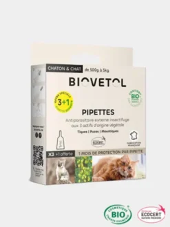 Pipettes insectifuges Bio - Chat et Chaton - 3+1 offerte