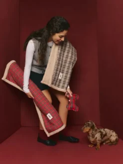 Plaid pour chien - Rouge royal et sherpa - Cafide