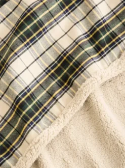 Plaid pour chien - Tartan beige et sherpa - Cafide
