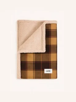 Plaid pour chien - Tartan moutarde et sherpa - Cafide