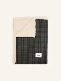Plaid pour chien - Tartan vert et sherpa - Cafide