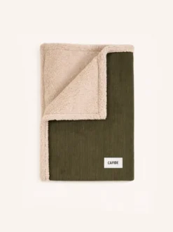 Plaid pour chien - Velours vert et sherpa - Cafide